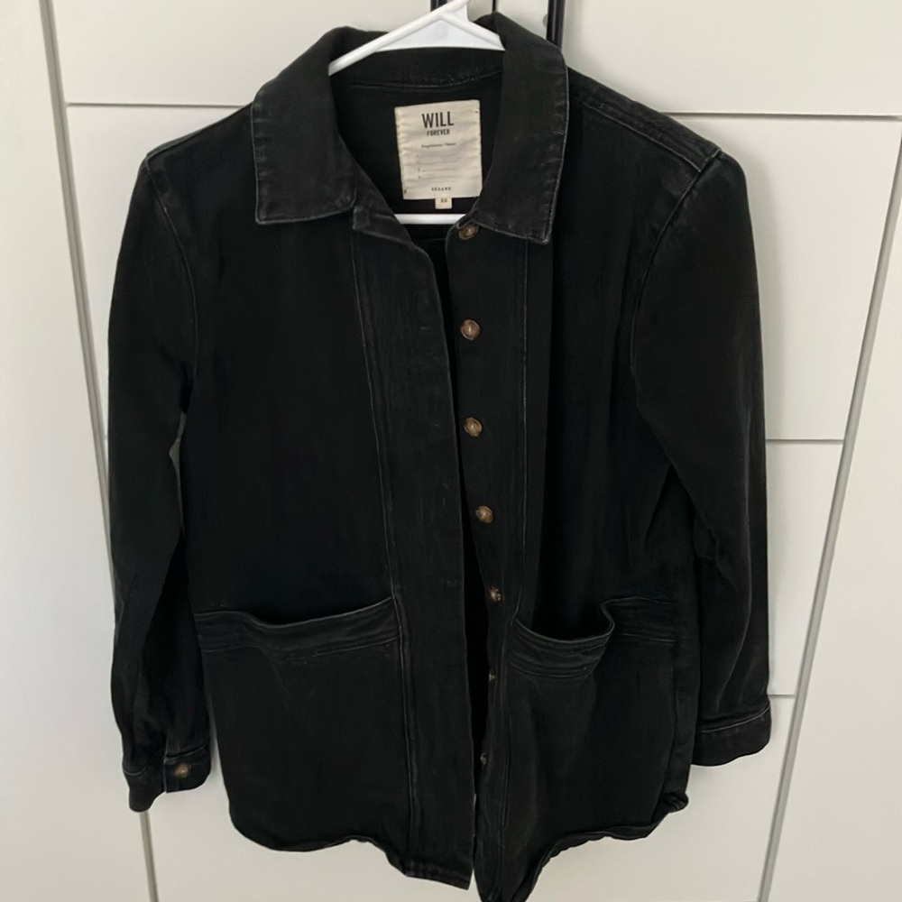 Sezane Will Coat - washed black - size xs